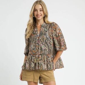 NWT Umgee Paisley Print Blouse - M, L